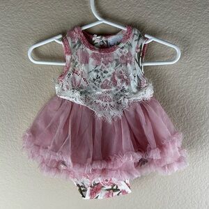 Nicole Miller Flower Dress with Pink Tutu Sz 3-6 months